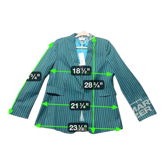 NWT Akris Punto Striped Blazer Womens 12 Palmleaf Green office designer - Picture 4 of 9